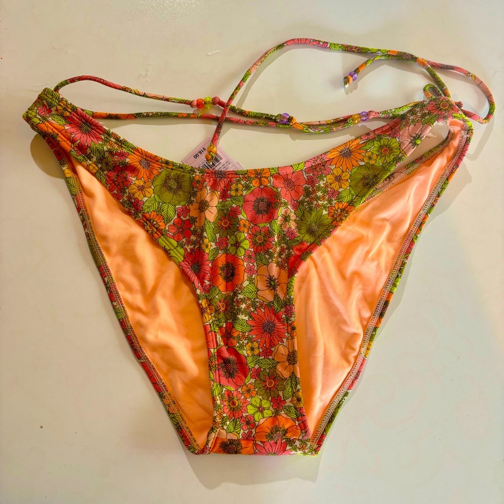 NWT Wild Fable Women's XL (16) Beaded Side Tie Cheeky Bikini Bottom Swimsuit